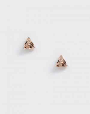 Позолоченные серьги-гвоздики розового оттенка в форме треугольника Gorjana. Цвет: золотой