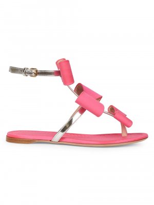 Кожаные и атласные сандалии Pop-Bow на плоской подошве , розовый Giambattista Valli