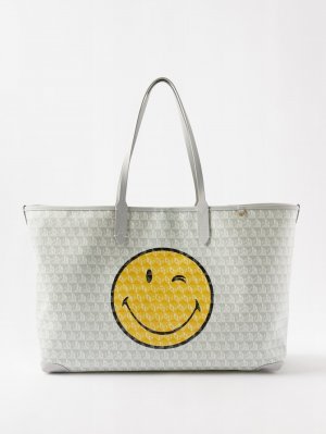 Сумка-тоут i am a plastic bag из холщовой ткани с покрытием , белый Anya Hindmarch
