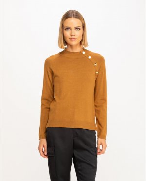 Женский вязаный свитер с боковыми пуговицами, коричневый Niza. Цвет: коричневый