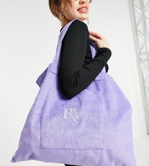 Сиреневая сумка-тоут из махровой ткани с логотипом Inspired-Фиолетовый цвет Reclaimed Vintage