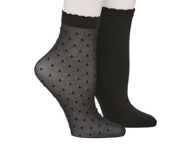 Прозрачные носки до щиколотки с оборками в горошек — упаковка 2 шт., черный Mix No. 6