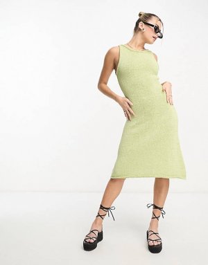 Зеленое трикотажное платье миди-борцовки Urban Revivo