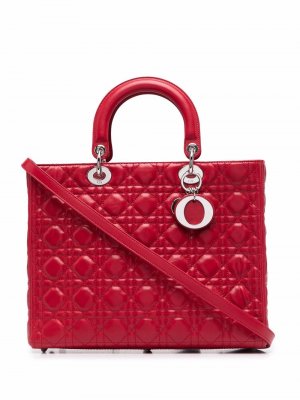 Большая сумка Lady Dior 2010-х годов Christian. Цвет: красный