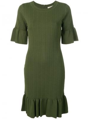 Приталенное платье с длинными рукавами Michael Kors. Цвет: зеленый