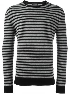 Полосатый свитер с круглым вырезом Exemplaire. Цвет: чёрный