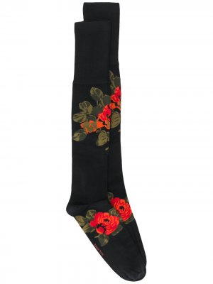 Носки с цветочным узором вязки интарсия Simone Rocha. Цвет: черный