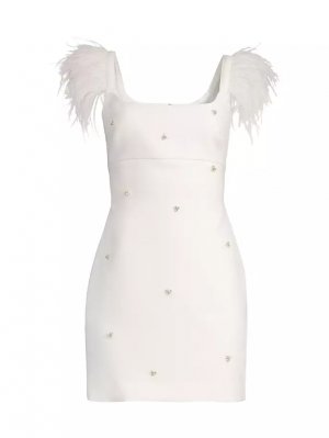 Мини-платье Cameron с перьями и кристаллами Likely, белый LIKELY