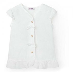 Рубашка для девочки с коротким рукавом MINAKU: Cotton collection цвет белый, рост 92 5752213 Minaku. Цвет: белый