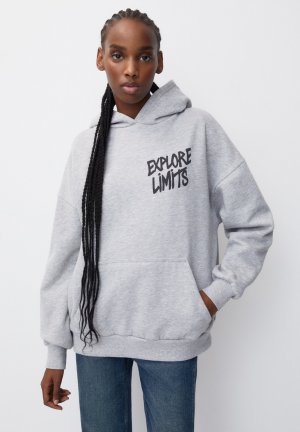 Толстовка Slogan PULL&BEAR, цвет grey Pull&Bear