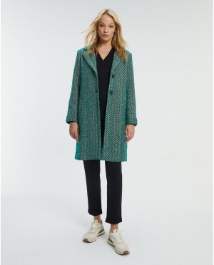 Женское тканевое пальто с воротником лацканами и застежкой на пуговицы , зеленый Paz Torras. Цвет: зеленый