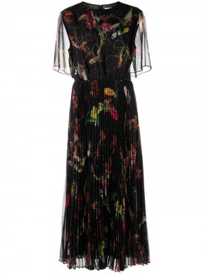 Плиссированное платье макси с цветочным принтом Jason Wu Collection. Цвет: черный