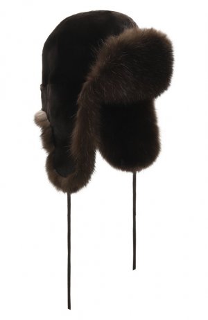 Шапка-ушанка Селин из меха норки и соболя FurLand. Цвет: коричневый
