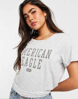 Серая классическая футболка -Серый American Eagle