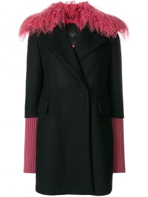 Пальто с меховой отделкой Frankie Morello. Цвет: чёрный