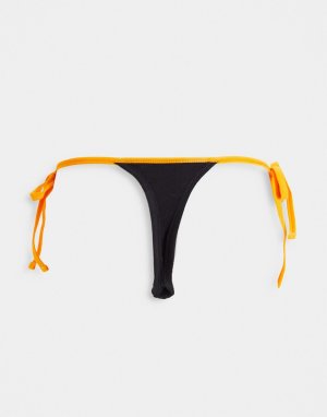 Стринги с завязками по бокам ярко-оранжевого цвета -Черный ASOS DESIGN