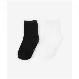 Набор носков 2 шт. , цвет Белый, чёрный., размер 22 Gulliver. Цвет: черный/белый