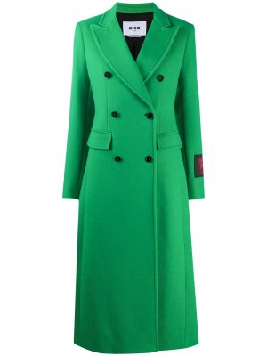 Двубортное пальто MSGM. Цвет: зеленый