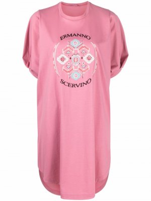 Платье-футболка с вышивкой Ermanno Scervino. Цвет: розовый
