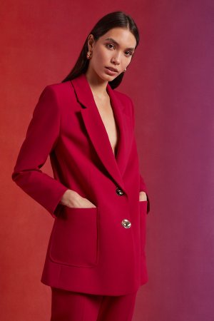 Однобортный пиджак премиум-класса с накладными карманами , красный Oasis