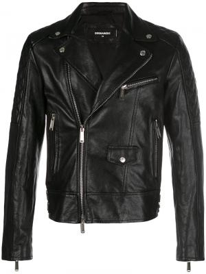 Leather biker jacket Dsquared2. Цвет: чёрный