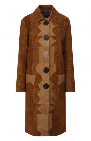 Кожаное пальто Ralph Lauren. Цвет: коричневый