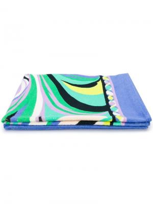 Пляжное полотенце с абстрактным рисунком Emilio Pucci. Цвет: синий