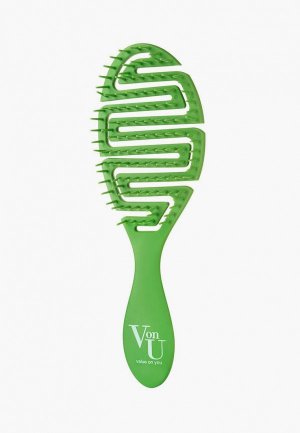 Расческа Von U для распутывания волос массажная продувная зеленая корейская / Spin Brush Green. Цвет: зеленый