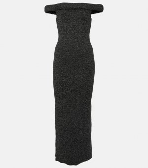Трикотажное платье макси с открытыми плечами Toteme, черный Totême