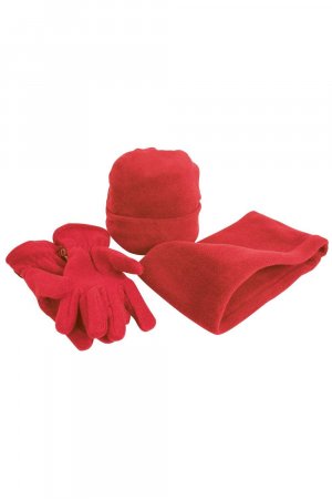 Зимняя шапка, перчатки и утеплитель для шеи Active из флиса , красный Result
