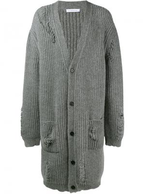 Вязаное пальто свободного кроя J.W.Anderson. Цвет: серый