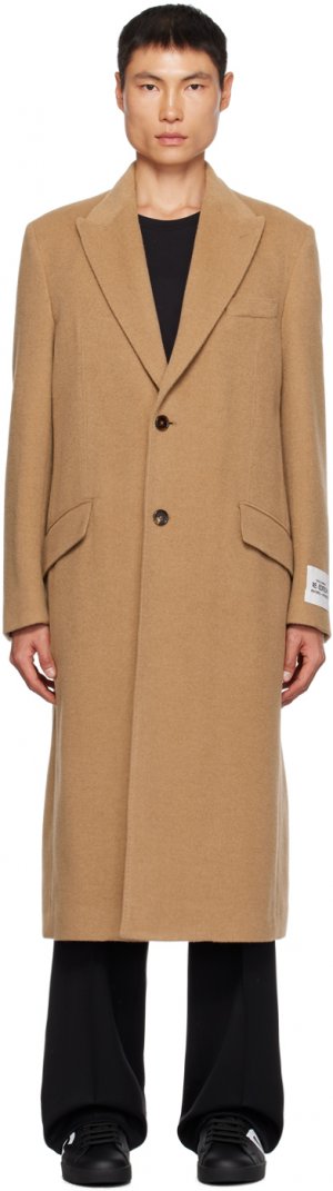 Светло-коричневое однобортное пальто Dolce & Gabbana