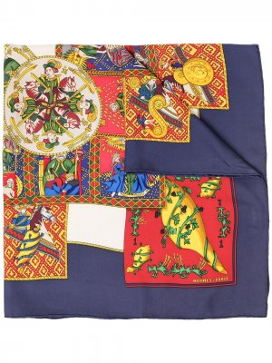 Pre-owned Le Tarot silk scarf Hermès. Цвет: синий