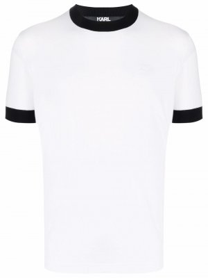 Двухцветная трикотажная футболка Karl Lagerfeld. Цвет: белый