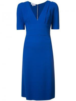 Приталенное платье с V-образным вырезом Narciso Rodriguez. Цвет: синий