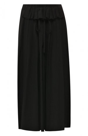 Шелковая юбка-миди Yohji Yamamoto. Цвет: черный