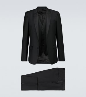 Смокинг-тройка из смеси шерсти и шелка , черный Dolce&Gabbana