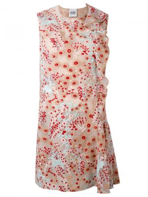 Асимметричное платье с цветочным принтом Si-Jay. Цвет: телесный