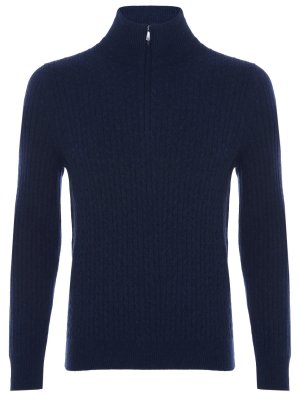 Кашемировый свитер на молнии BILANCIONI. Цвет: синий