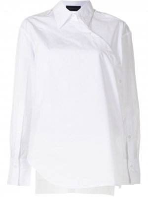 Рубашка асимметричного кроя с запахом Eudon Choi. Цвет: белый
