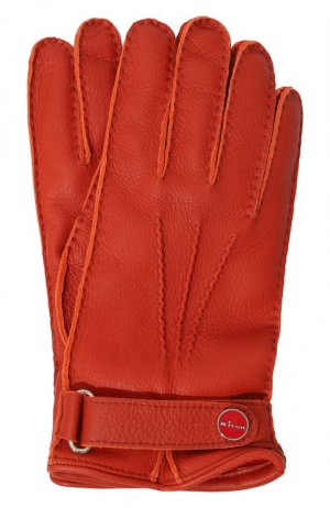 Кожаные перчатки Kiton. Цвет: оранжевый
