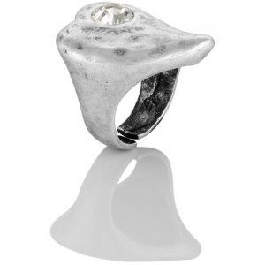 Стильное массивное кольцо - перстень с прозрачным кристаллом L'attrice di base. Цвет: серебристый