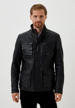 Куртка кожаная Urban Fashion for Men. Цвет: черный