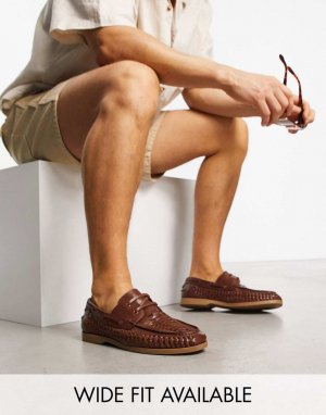 Туфли-лодочки ASOS DESIGN из коричневой кожи с плетением