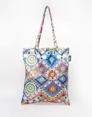 Нейлоновая пляжная сумка с мозаичным принтом ракушек Jaded London. Цвет: мульти