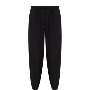 Укороченные хлопковые брюки с эластичным поясом Nina Donis. Цвет: чёрный