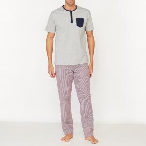 Пижама с брюками в клетку R essentiel. Цвет: серый меланж/клетка
