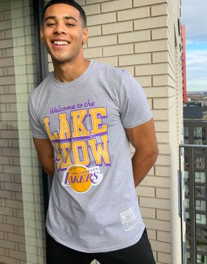 Серая футболка с принтом LA Lakers lake show NBA-Серый Mitchell & Ness