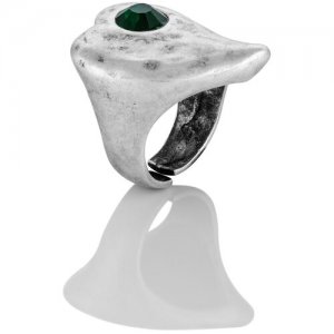 Стильное массивное кольцо - перстень с зеленым кристаллом L'attrice di base. Цвет: зеленый/серебристый