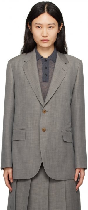 Серый пиджак с зубчатыми лацканами Auralee